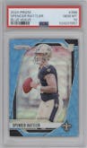 Spencer Rattler from the 2024 Panini Prizm set featuring a Blue Wave Prizm parallel graded by PSA and given an overall grade of 10.
