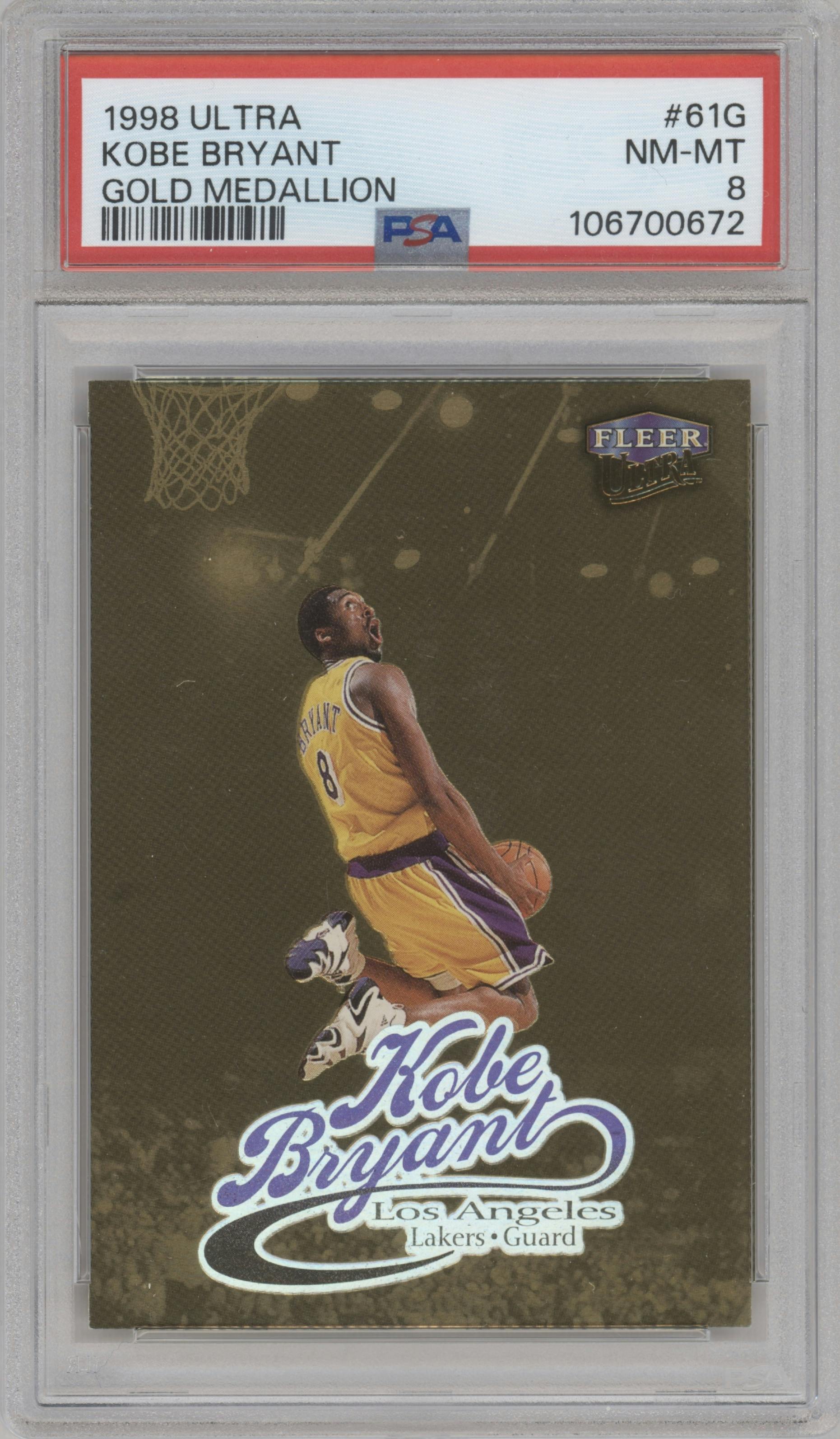 Kobe Bryant from the 1998-99 Fleer Ultra set graded by PSA and given an overall grade of 8.