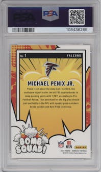 Michael Penix Jr. from the 2024 Donruss set graded by PSA and given an overall grade of 10.