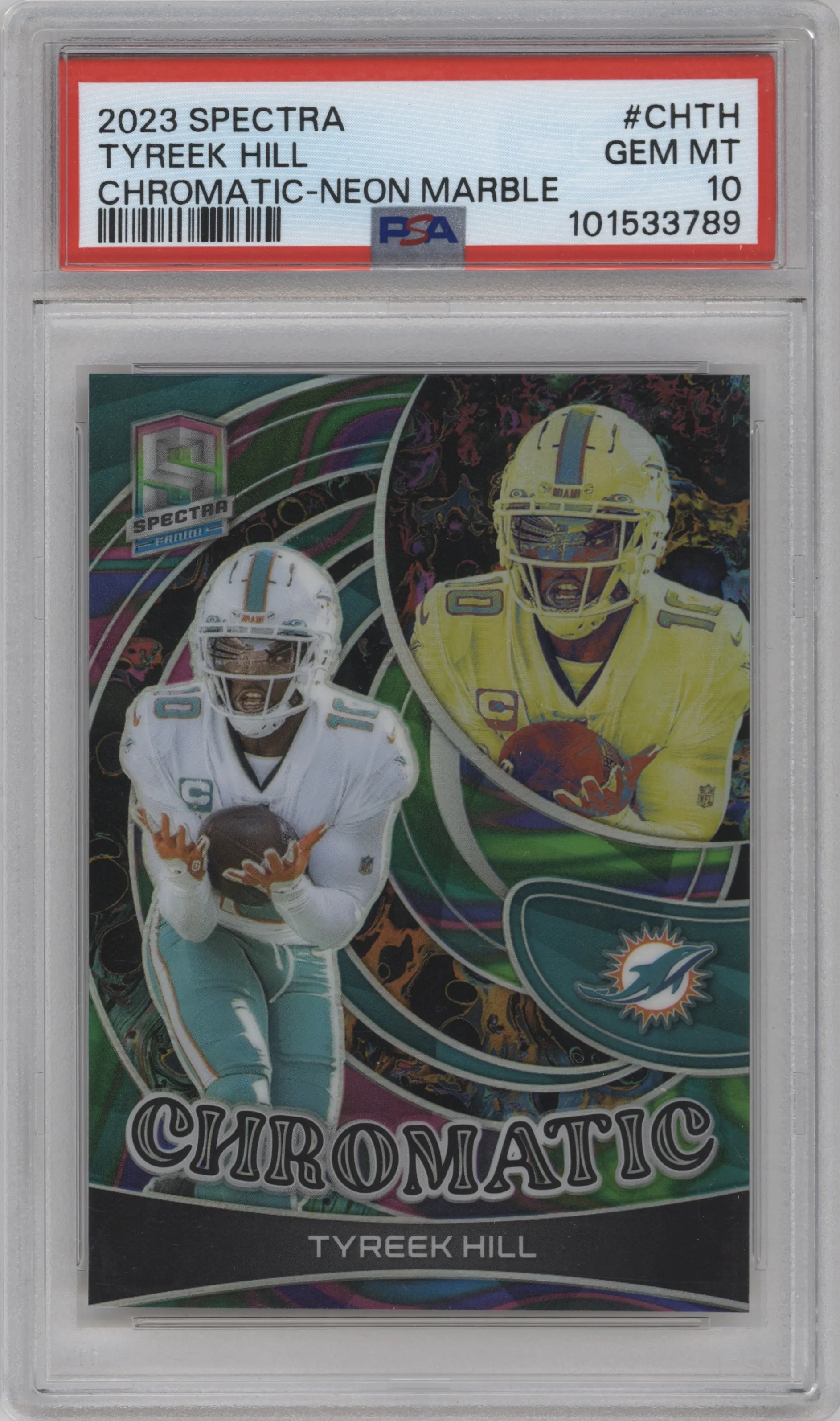 2023 Panini Spectra Chromatic Tyreek Hill Neon Marble PSA 10
