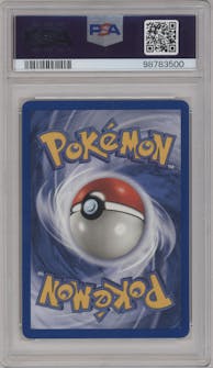 Blastoise from the 1999 Pokemon set graded by PSA and given an overall grade of 10.