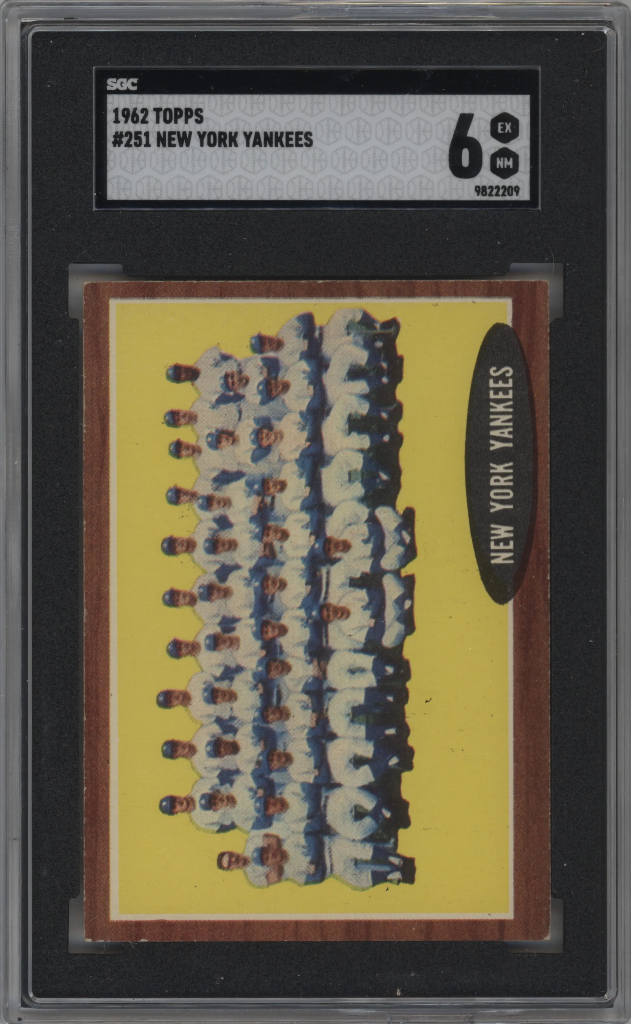 1962 Topps New York Yankees Team SGC 6