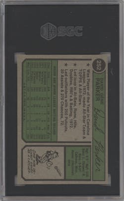Dave Parker from the 1974 Topps set graded by SGC and given an overall grade of 7.
