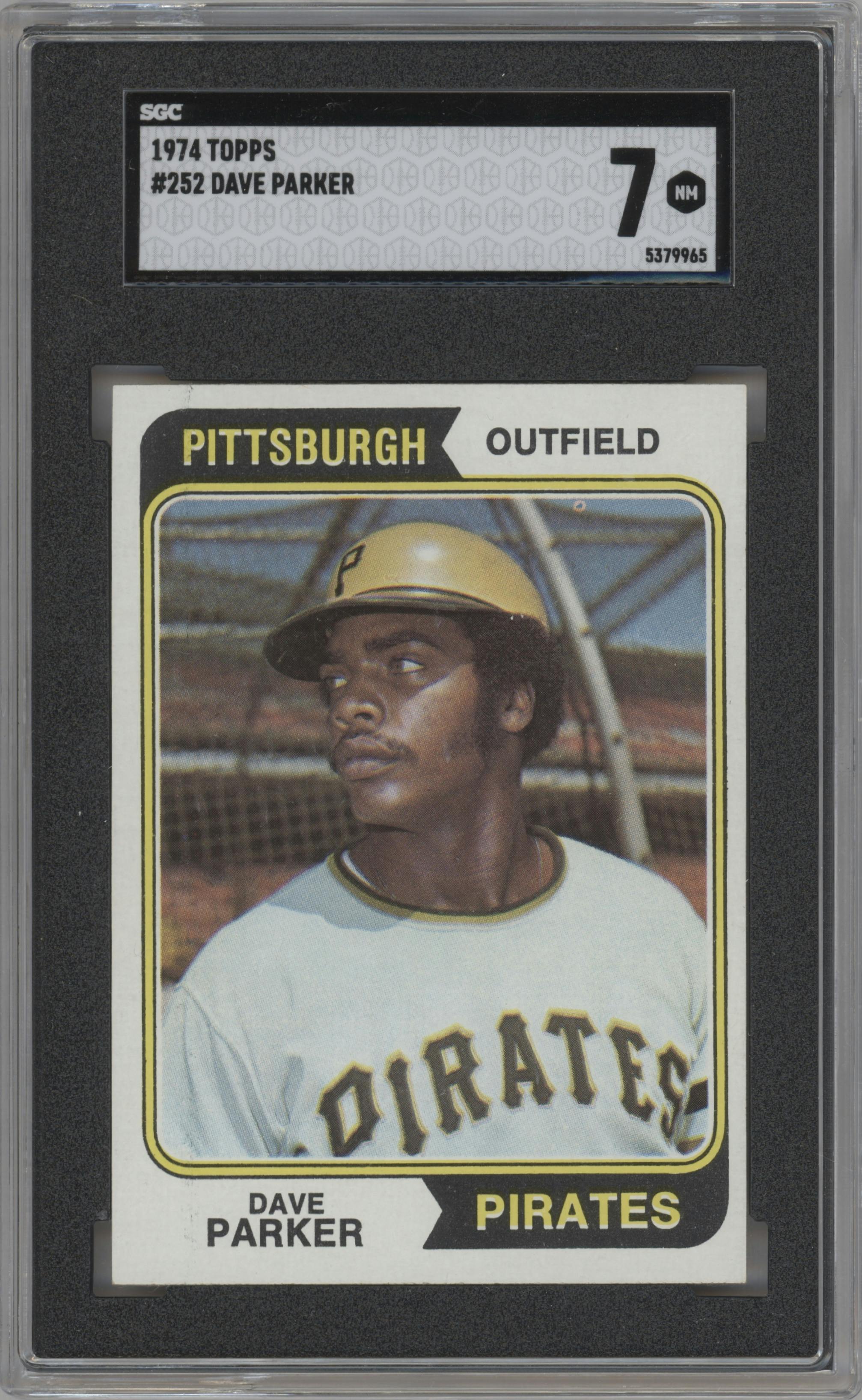 Dave Parker from the 1974 Topps set graded by SGC and given an overall grade of 7.