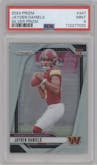 Jayden Daniels from the 2024 Panini Prizm set featuring a Silver Prizm parallel graded by PSA and given an overall grade of 9.
