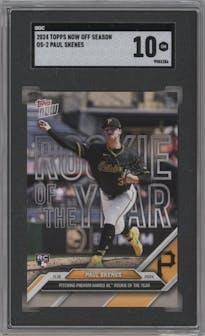 Paul Skenes from the 2024-25 Topps Now Off-Season set graded by SGC and given an overall grade of 10.