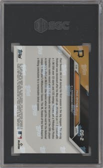 Paul Skenes from the 2024-25 Topps Now Off-Season set graded by SGC and given an overall grade of 10.