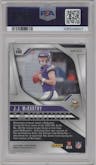 J.J. McCarthy from the 2024 Panini Prizm set featuring a Red White Blue Prizm parallel graded by PSA and given an overall grade of 9.