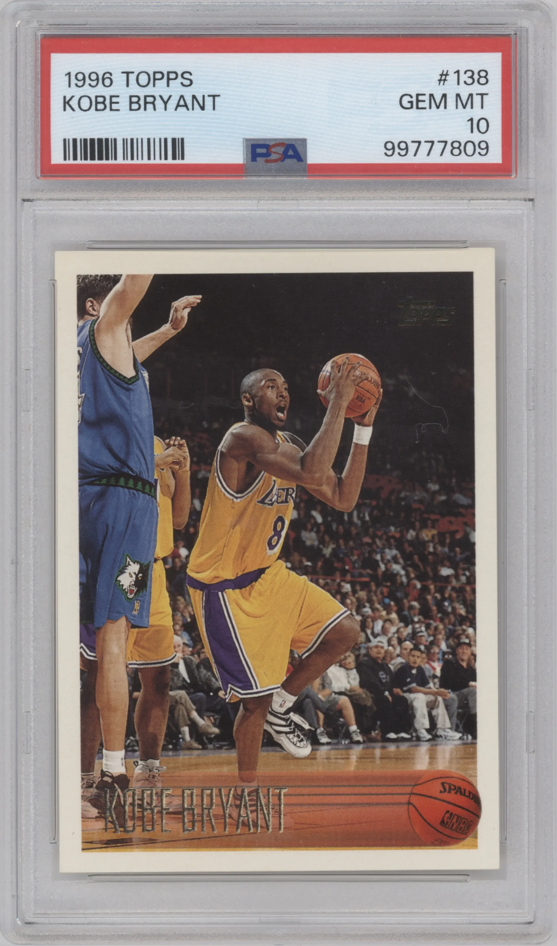 Kobe Bryant  from the 1996-97 Topps set graded by PSA and given an overall grade of 10.