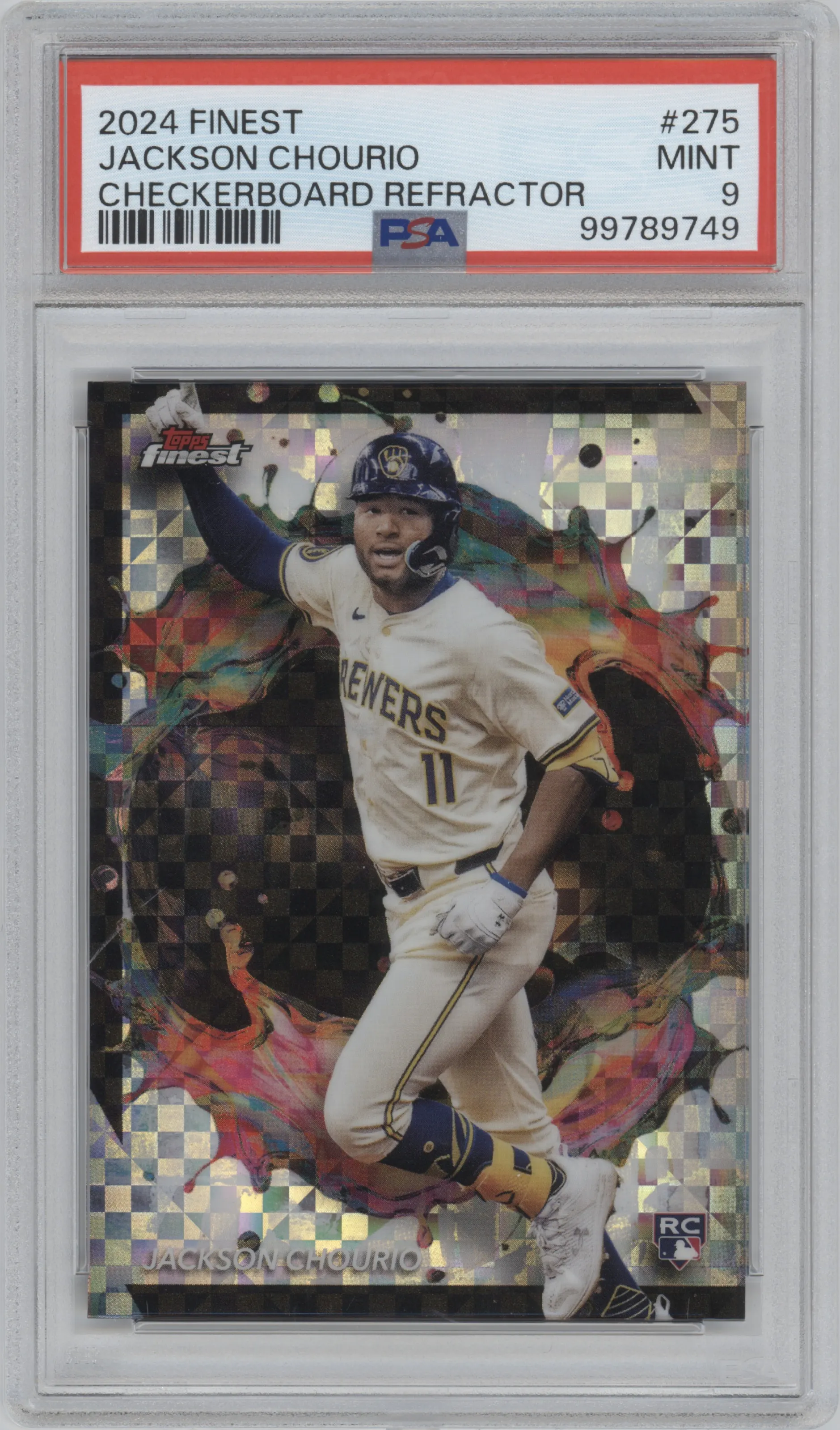 2024 Topps Finest Jackson Chourio Checkerboard Refractor PSA 9