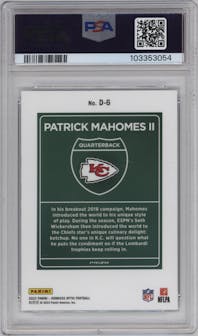 Patrick Mahomes II from the 2023 Donruss Optic set graded by PSA and given an overall grade of 10.