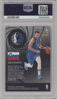 Luka Doncic from the 2019-20 Panini Mosaic  set featuring a Mosaic parallel graded by PSA and given an overall grade of 10.