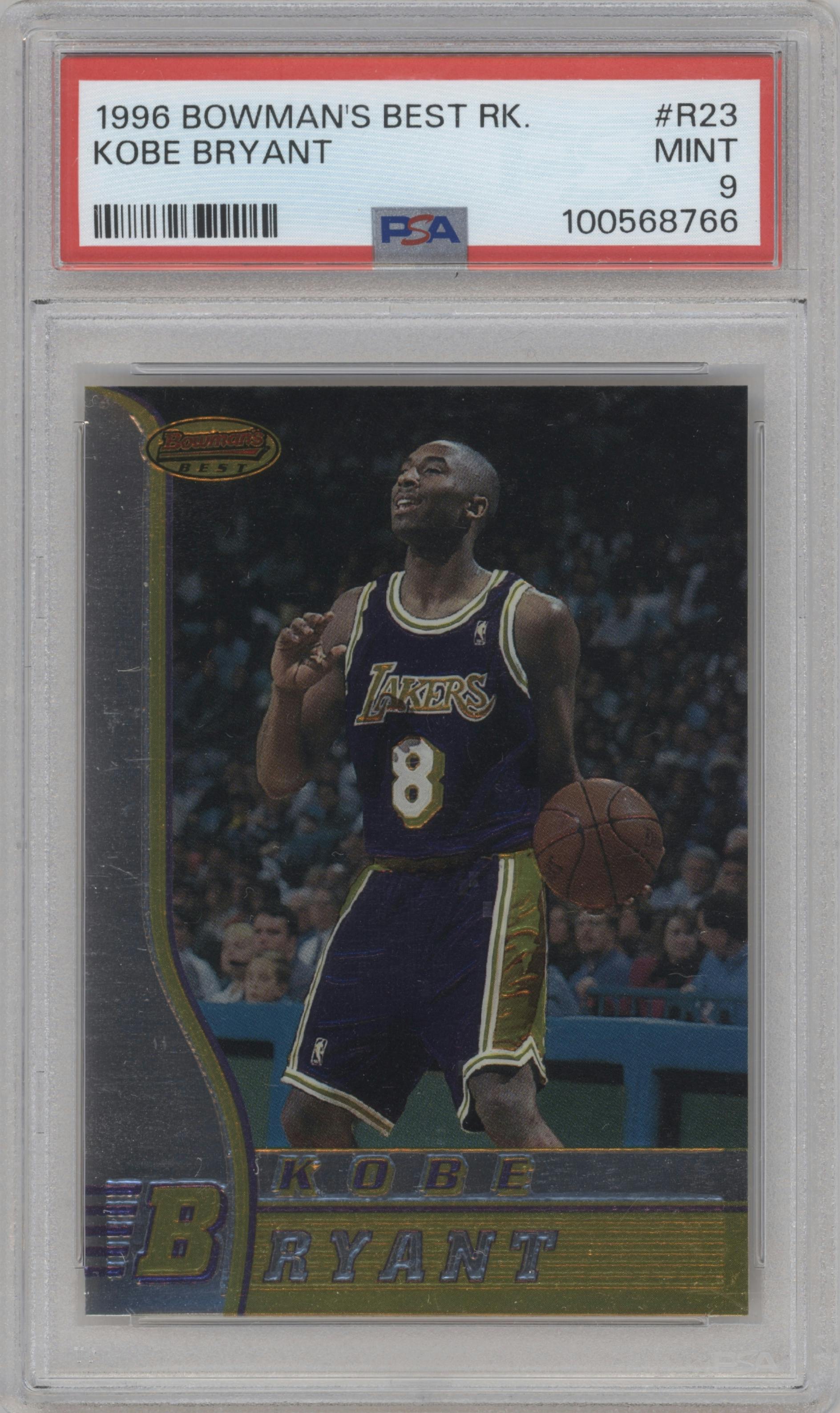 Kobe Bryant from the 1996-97 Bowman’s Best  set graded by PSA and given an overall grade of 9.
