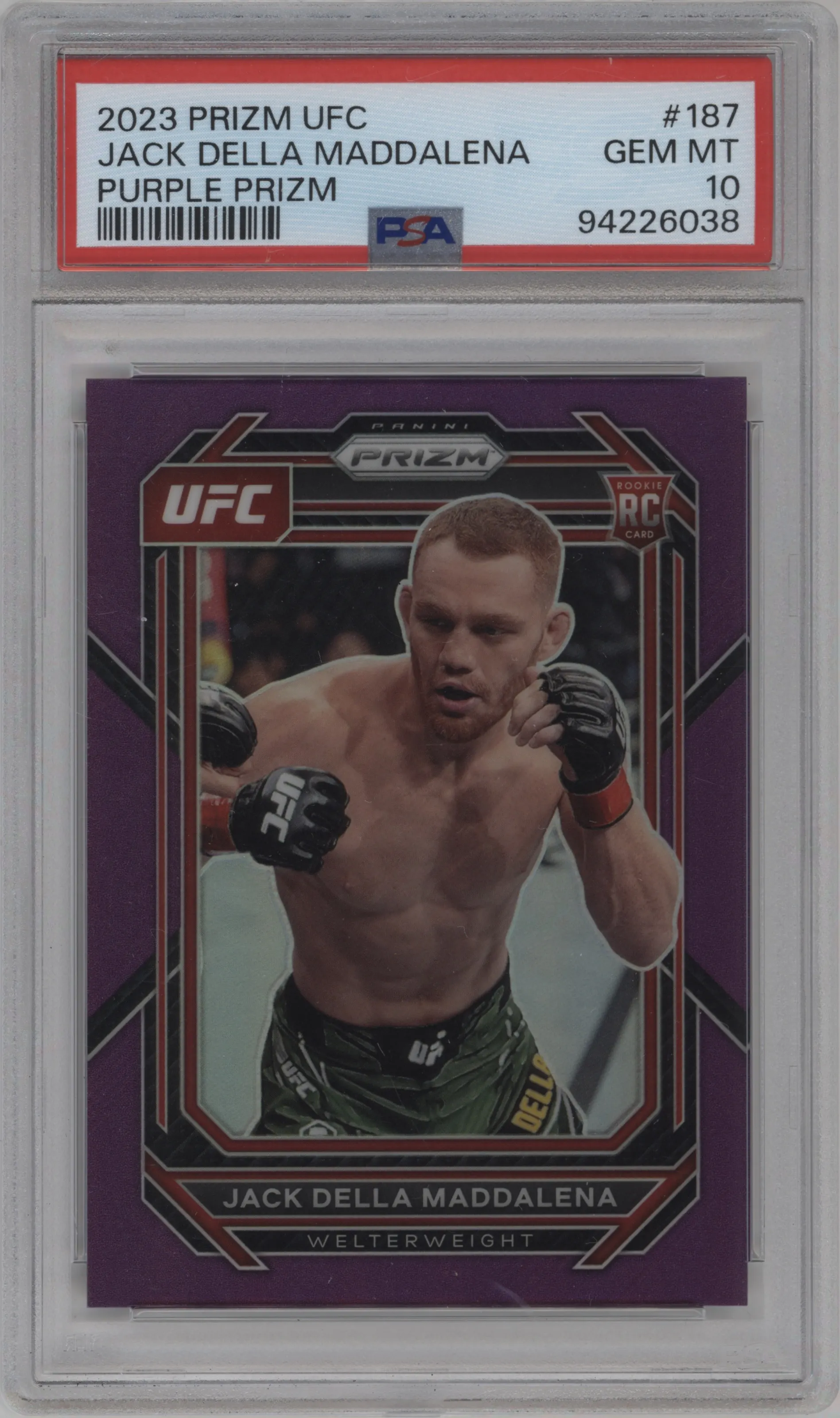 2023 Panini Prizm UFC Jack Della Maddalena Purple Prizm PSA 10