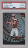 Jayden Daniels from the 2024 Donruss set graded by PSA and given an overall grade of 10.
