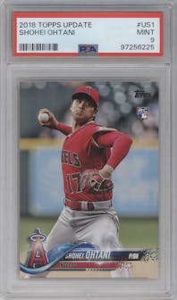 Shohei Ohtani from the 2018 Topps Update set graded by PSA and given an overall grade of 9.