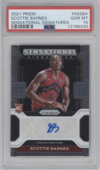 Scottie Barnes  from the 2021-22 Panini Prizm  set graded by PSA and given an overall grade of 10.
