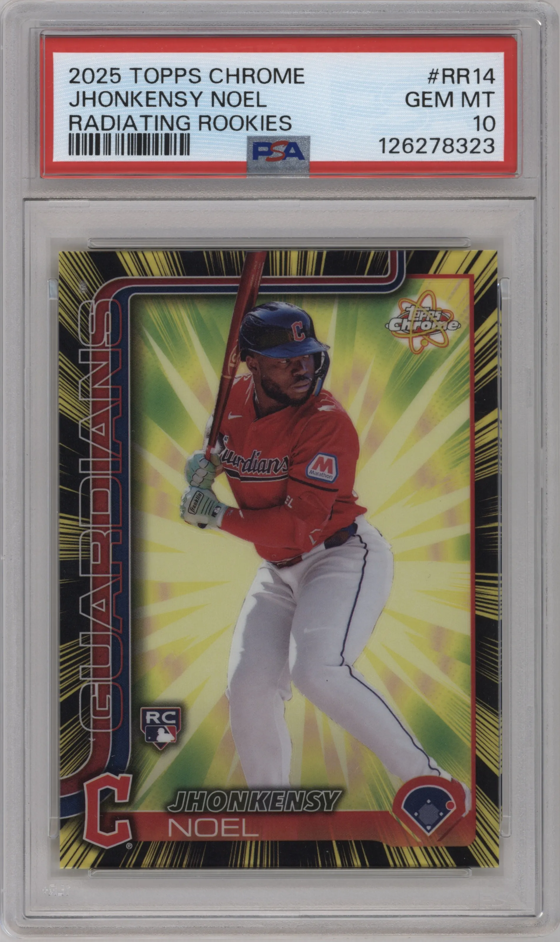 2025 Topps Chrome Radiating Rke. Jhonkensy Noel PSA 10