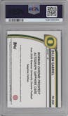 Dillon Gabriel from the 2024 Bowman University Chrome Sapphire set featuring a Red parallel graded by PSA and given an overall grade of 10.