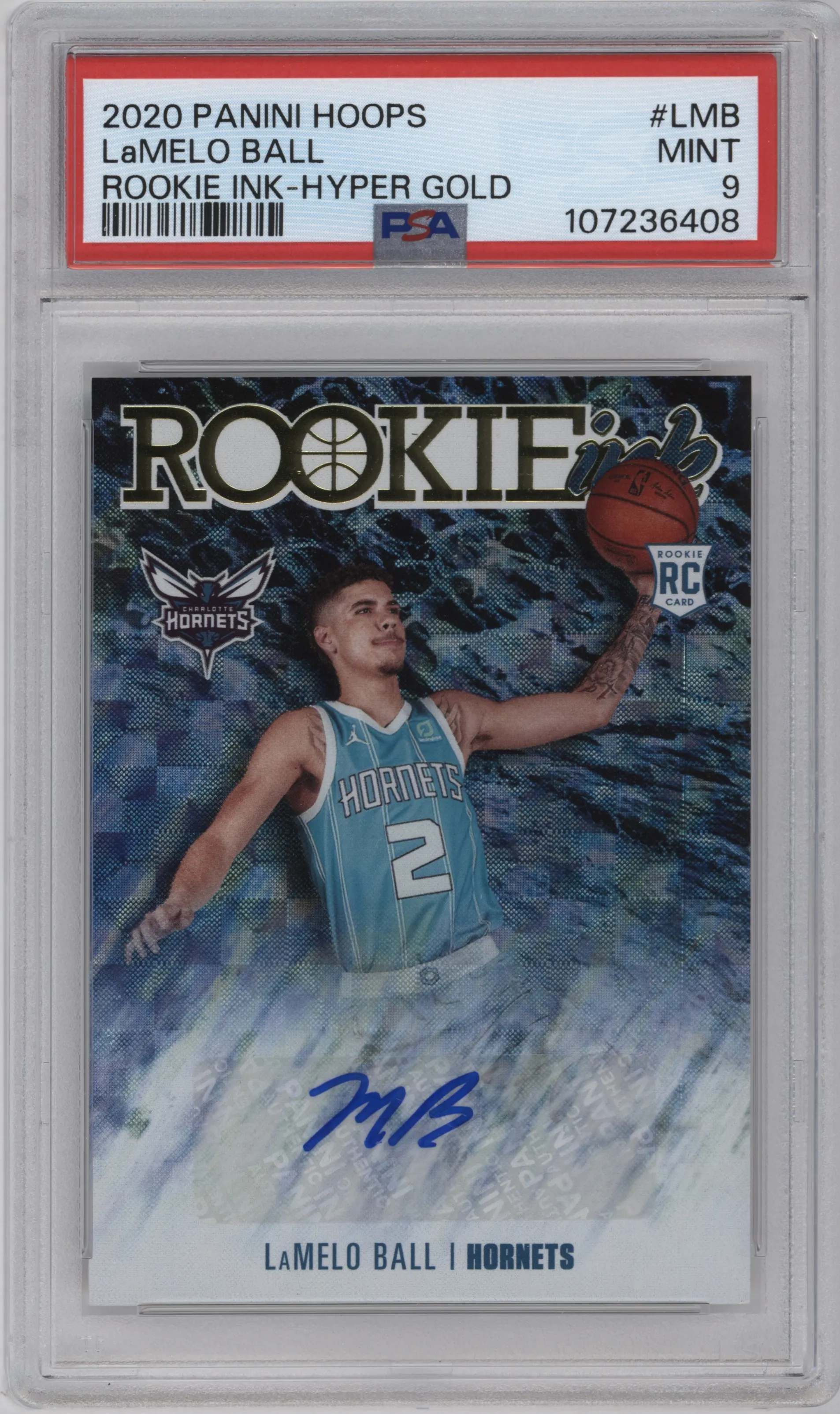 2020 Panini NBA Hoops Rke.Ink LaMelo Ball Hyper Gold #RI-LMB PSA 9