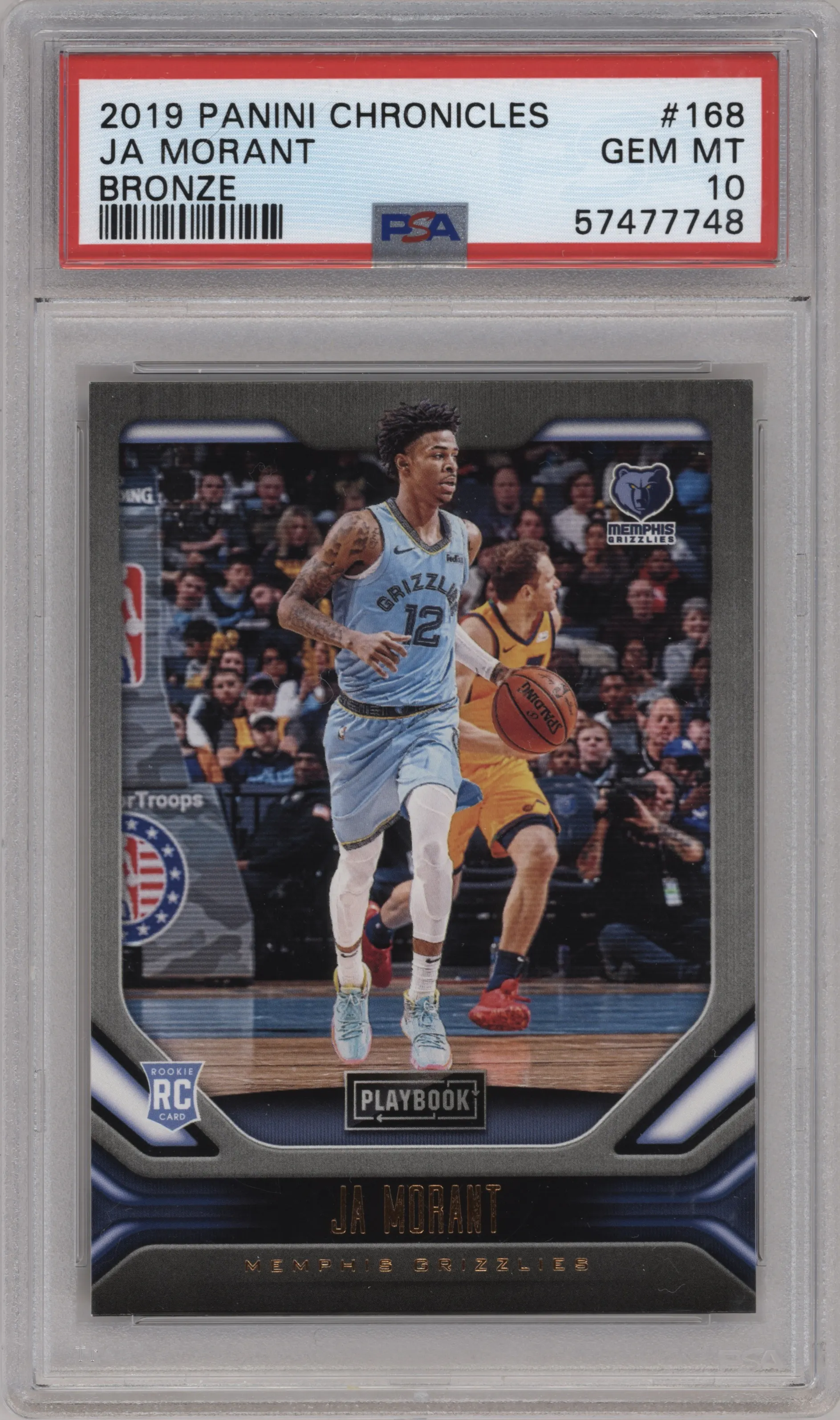 2019 Panini Chronicles Playbook Ja Morant Bronze #168 PSA 10