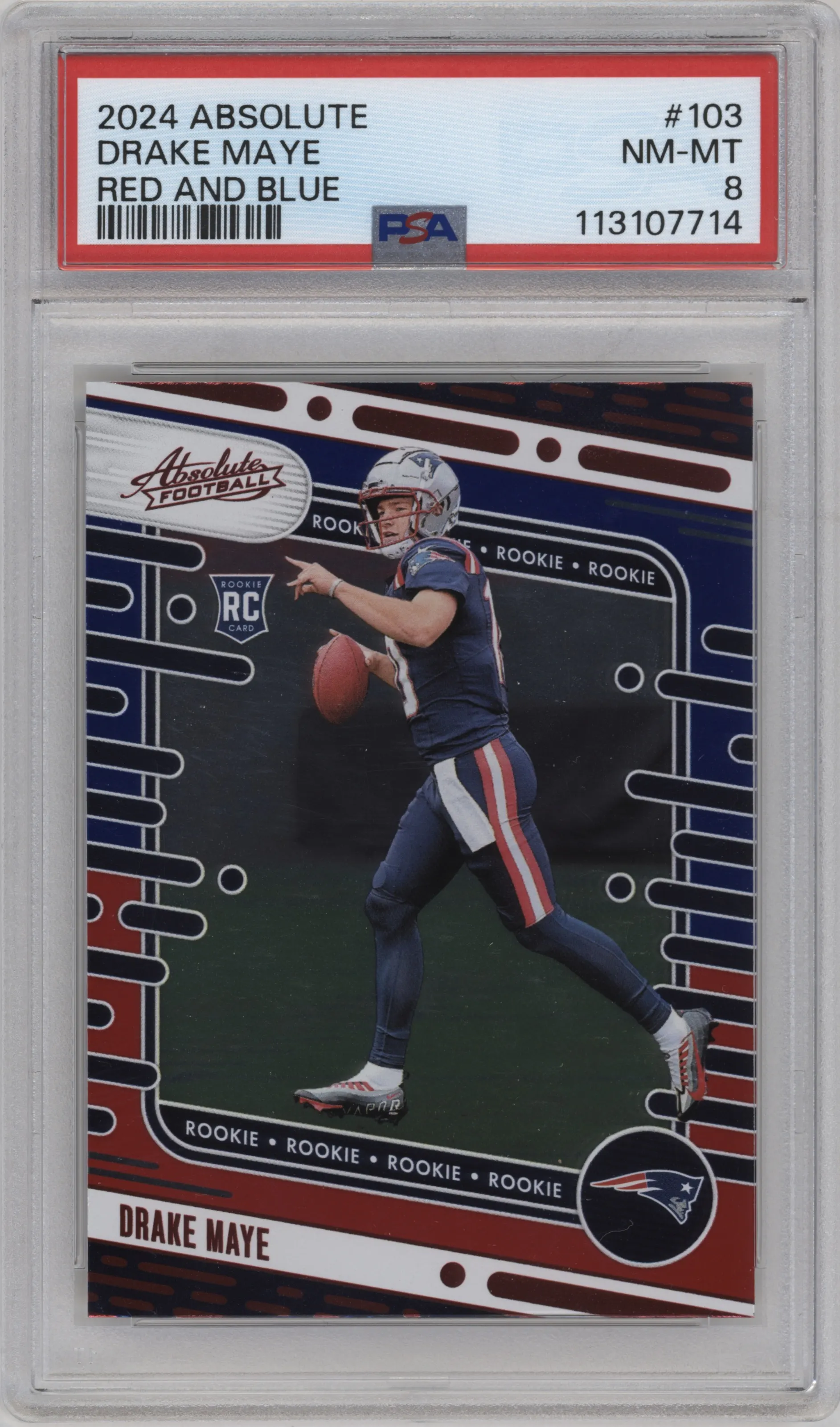 2024 Panini Absolute Drake Maye Red & Blue #103 PSA 8