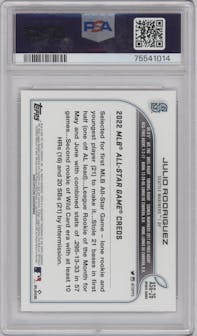Julio Rodriguez from the 2022 Topps Update  set graded by PSA and given an overall grade of 10.