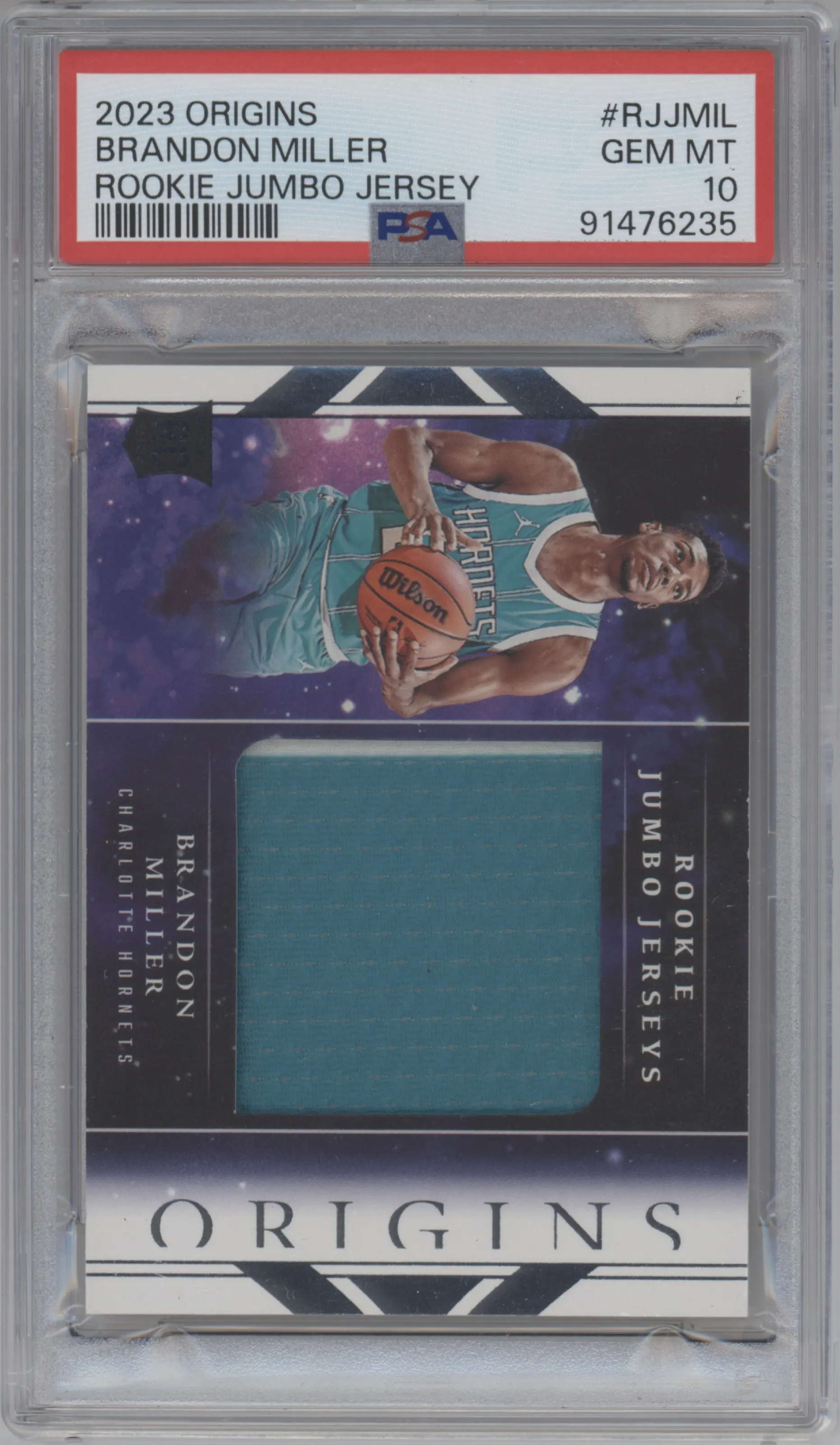2023 Panini Origins Rke. Jumbo Jrsy. Brandon Miller #RJJ-MIL PSA 10