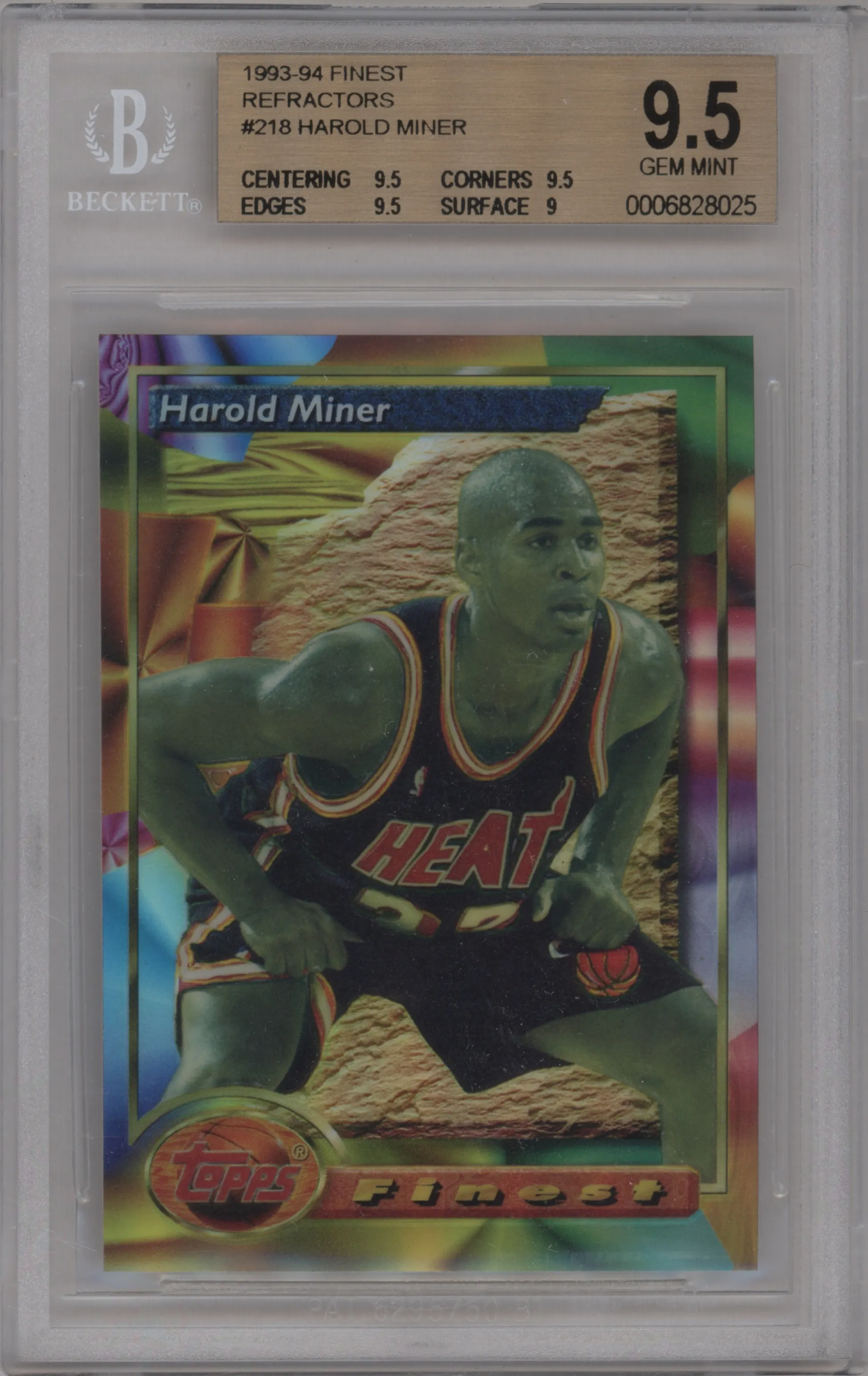 1993 Topps Finest Harold Miner Refractor #218 BGS 9.5