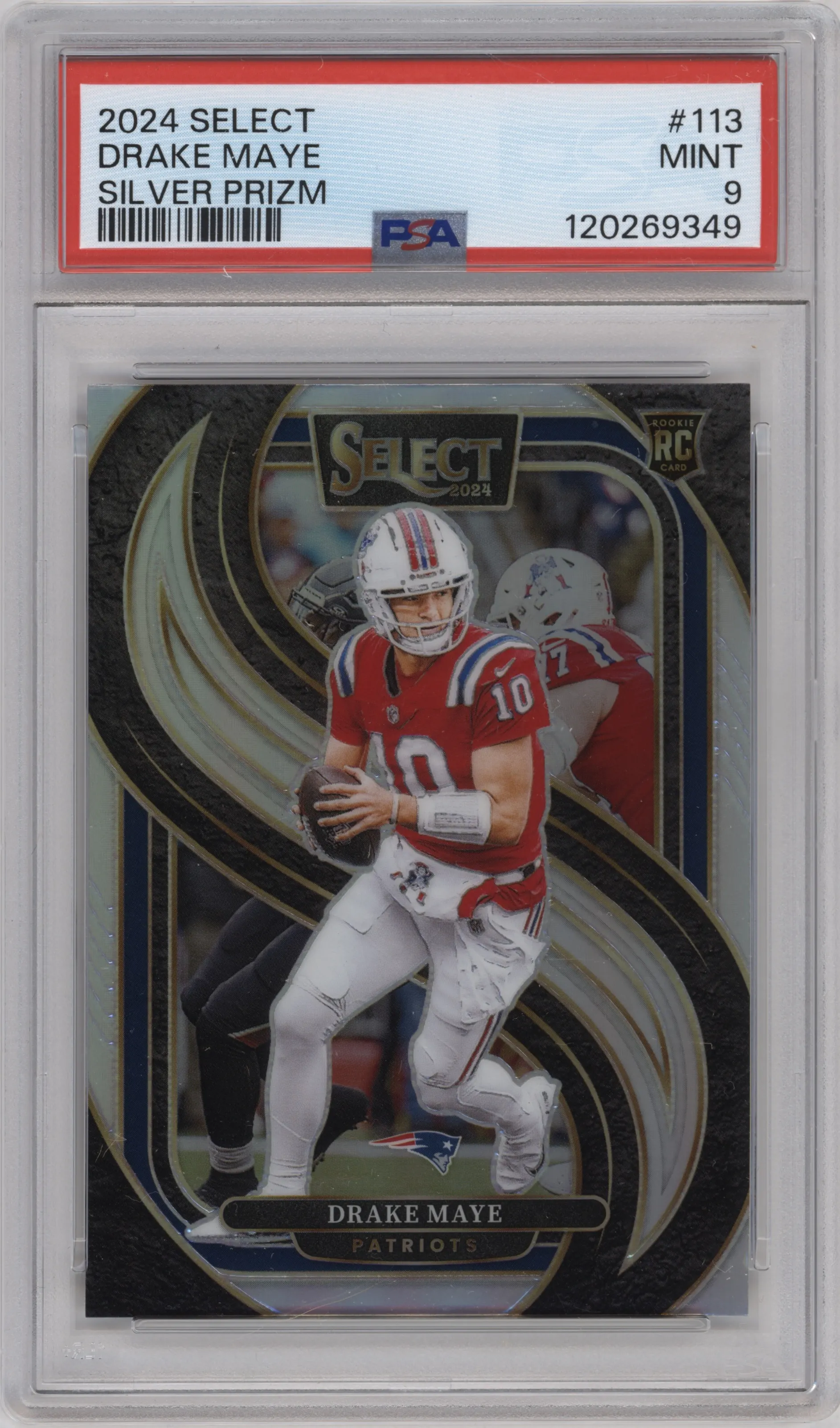 2024 Panini Select Pre.Lvl. Drake Maye Silver Prizm #113 PSA 9