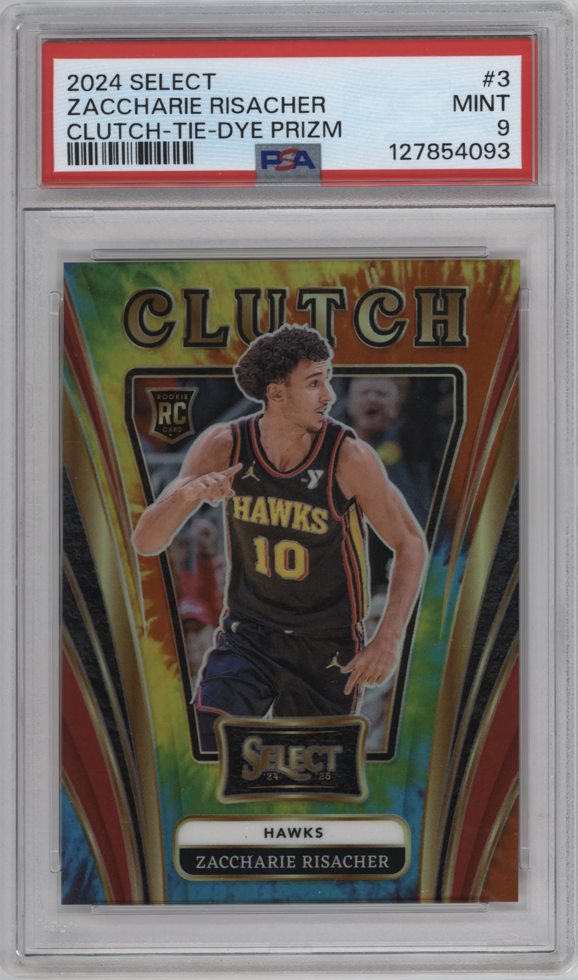 2024 Panini Select Clutch Zaccharie Risacher Tie-Dye PSA 9