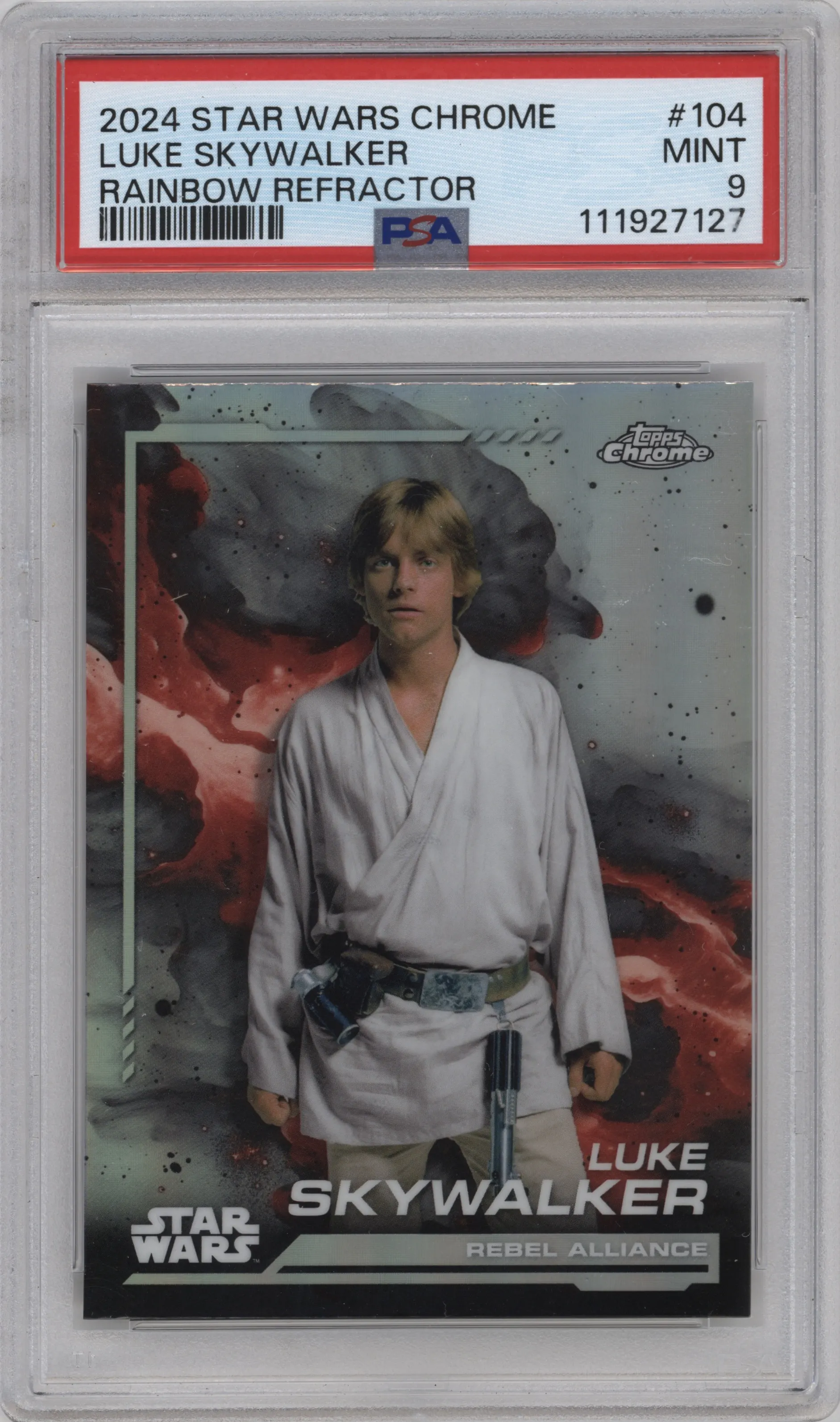 2024 Topps Chrome Star Wars Luke Skywalker Rainbow Refractor #104 PSA 9
