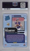 J.J. McCarthy from the 2024 Donruss set graded by PSA and given an overall grade of 10.