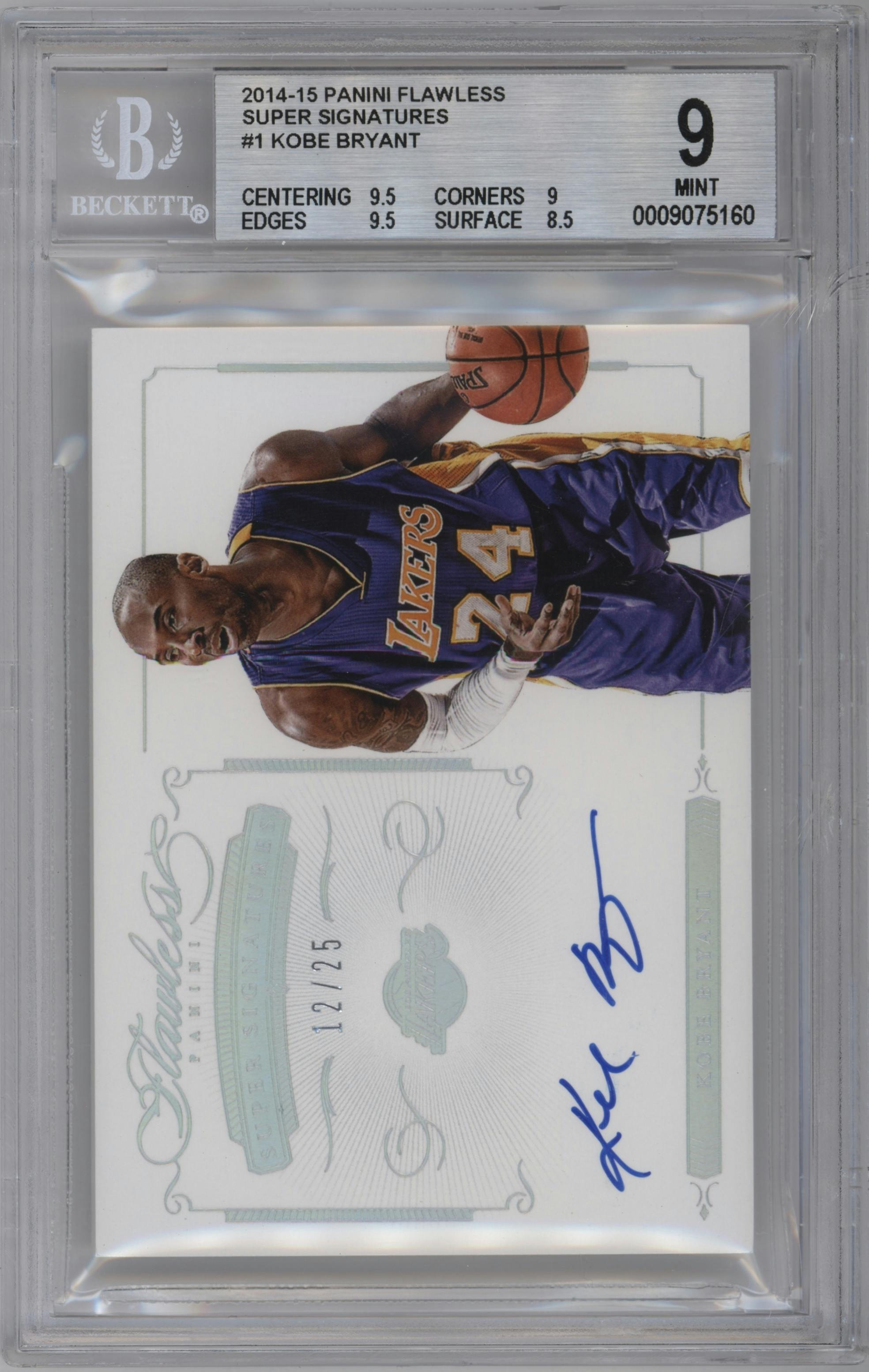 Kobe Bryant from the 2014-15 Panini Flawless set graded by Beckett and given an overall grade of 9.