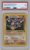 Aerodactyl from the 1999 Pokemon set graded by PSA and given an overall grade of 7.