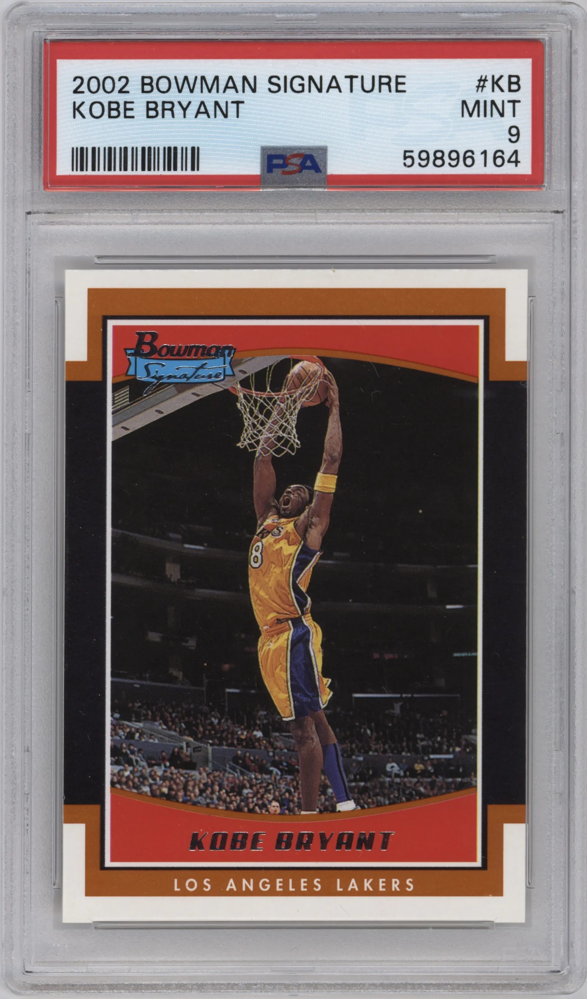 Kobe Bryant from the 2002-03 Bowman Signature Edition set graded by PSA and given an overall grade of 9.