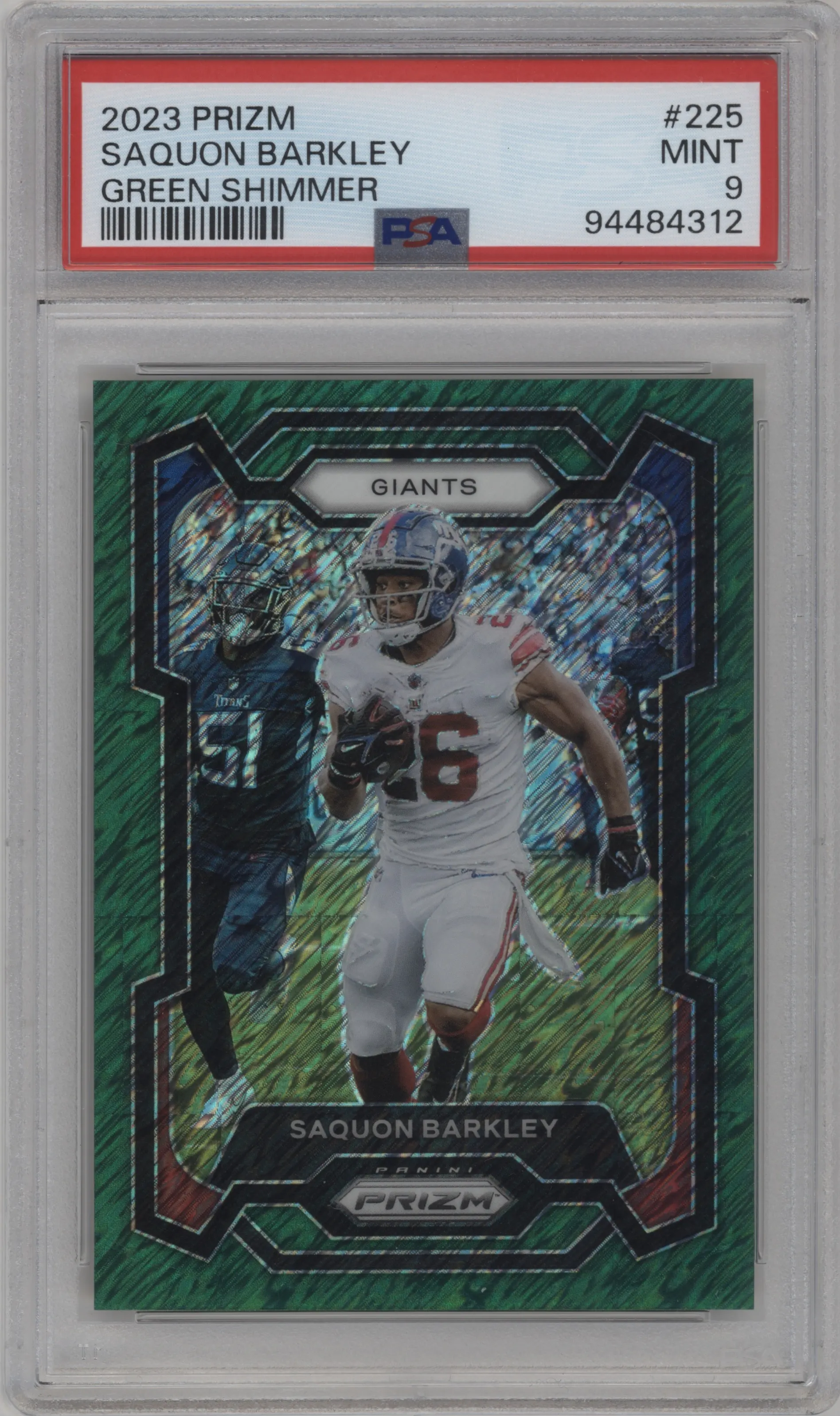 2023 Panini Prizm Saquon Barkley Green Shimmer PSA 9