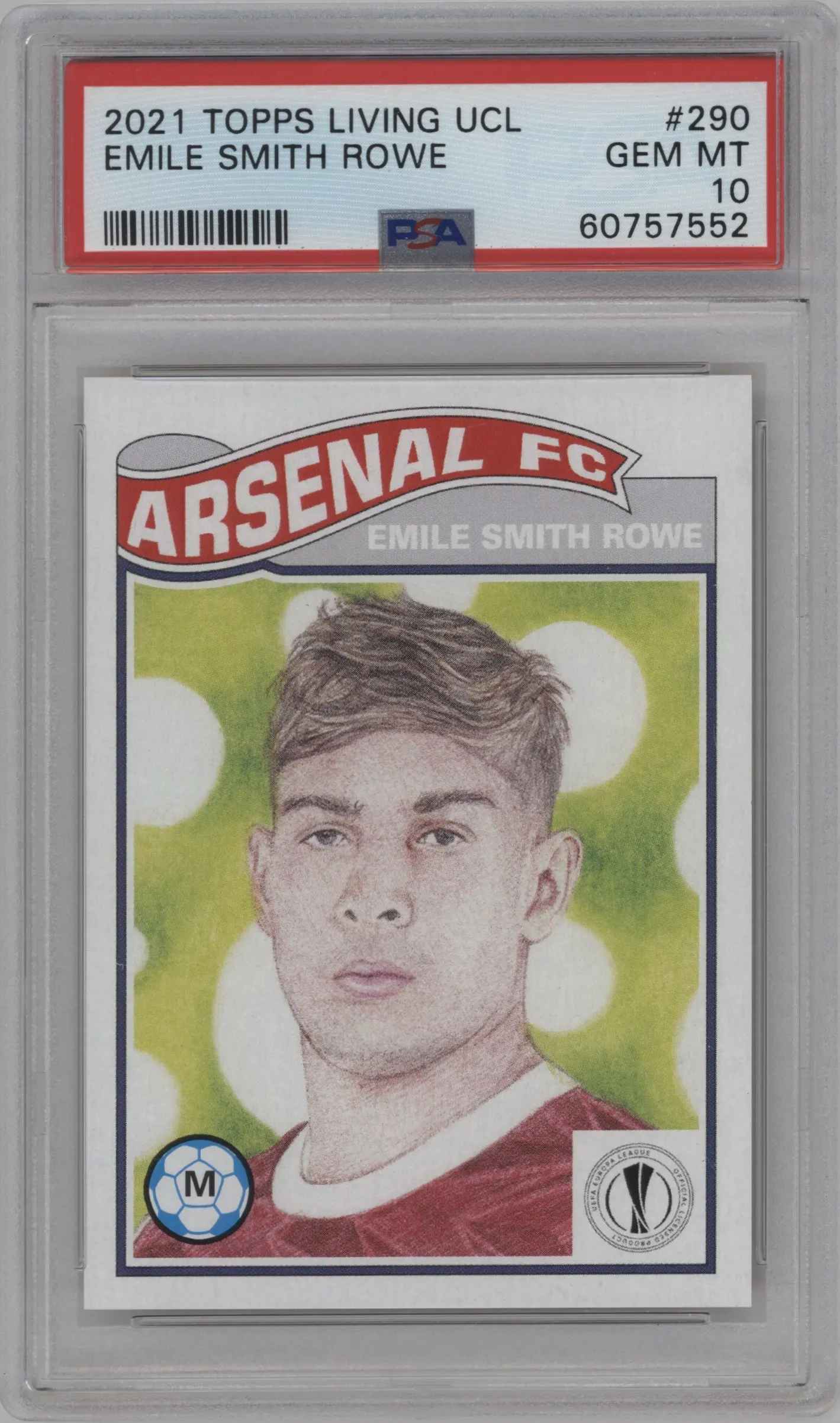 2020 Ultimate Topps Living Set UEFA CL 2021 Emile Smith Rowe PSA 10