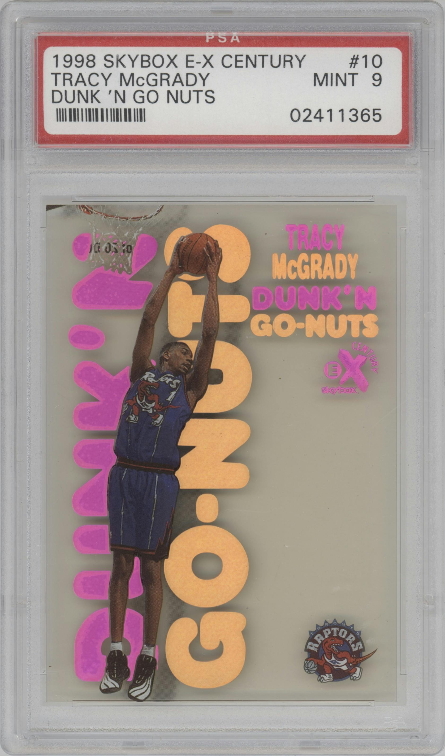 Tracy McGrady from the 1998-99 Skybox E-X Century set graded by PSA and given an overall grade of 9.