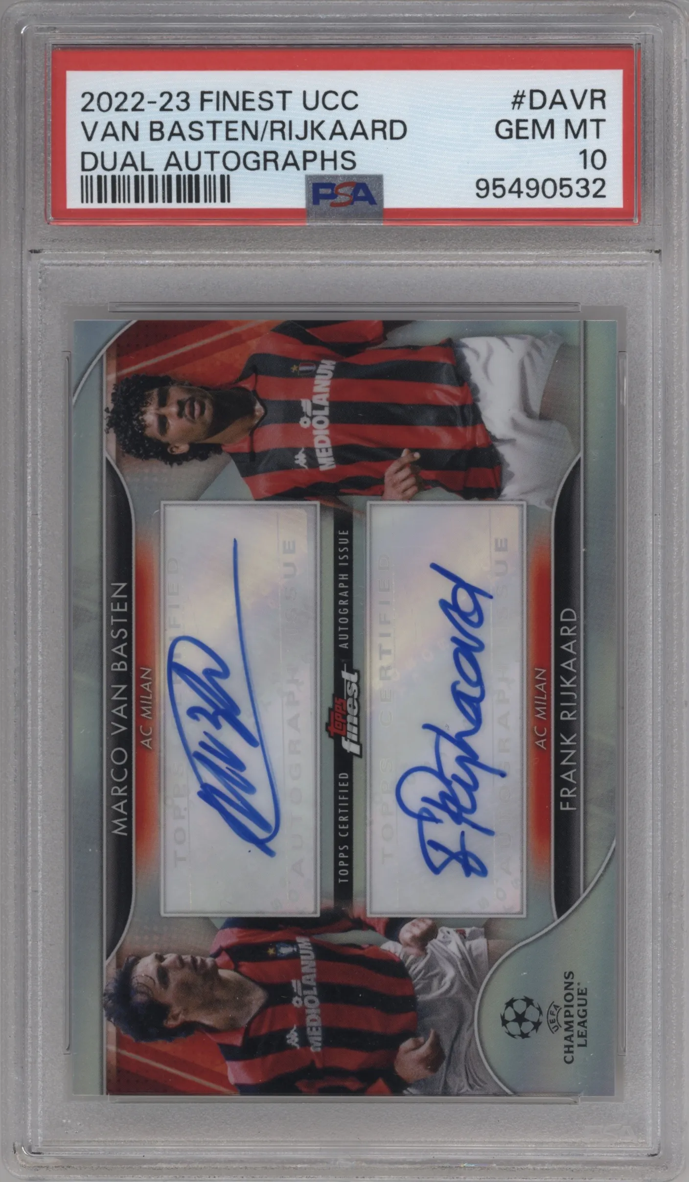 2022 Topps Finest UEFA Club Competitions Dual Autos Marco van Basten/Frank Rijkaard #DA-VR PSA 10