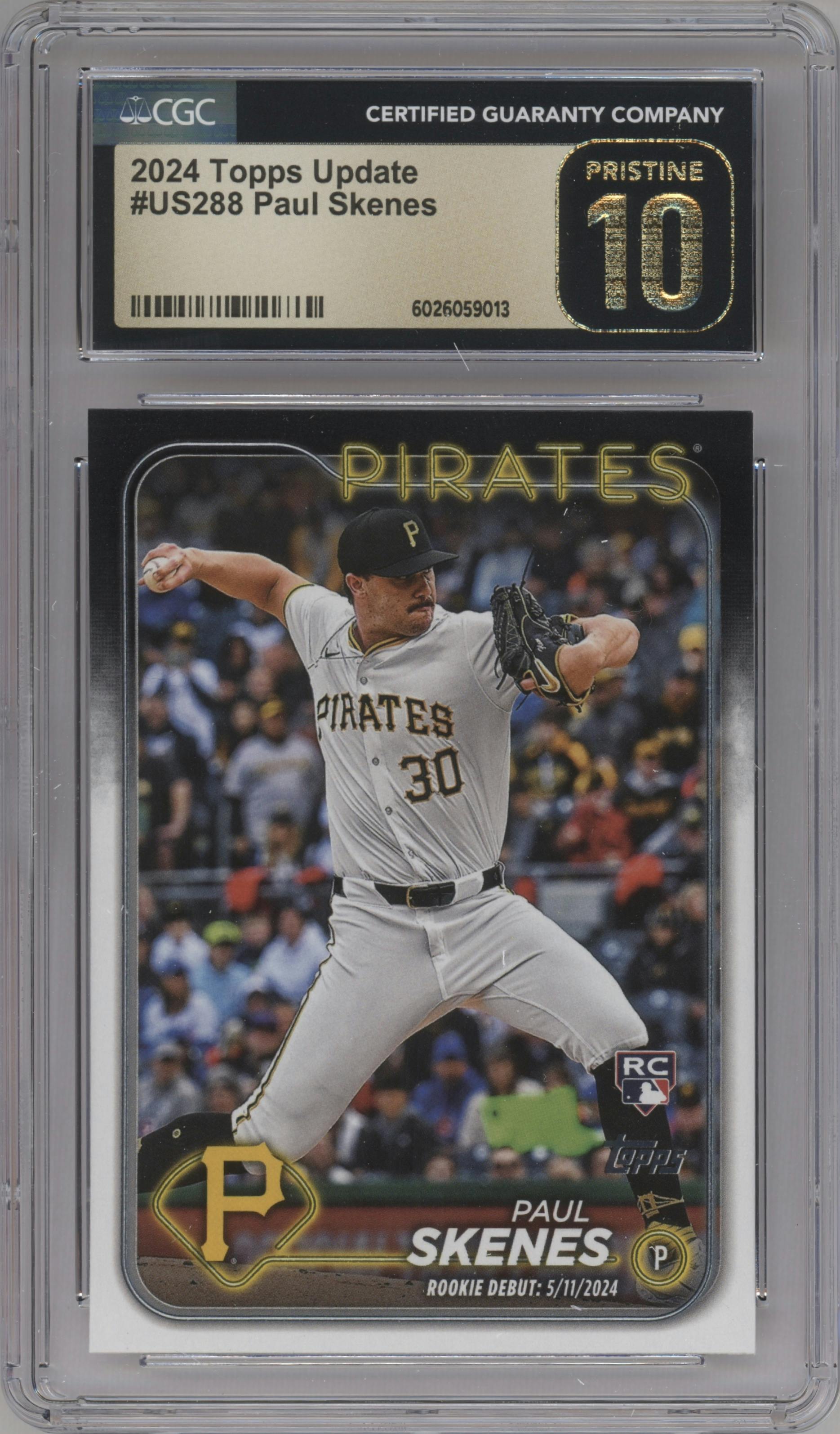 Paul Skenes from the 2024 Topps Update set graded by CSG and given an overall grade of 10.