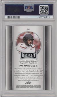 Pat Mahomes II from the 2017 Leaf Draft set graded by PSA and given an overall grade of 9.