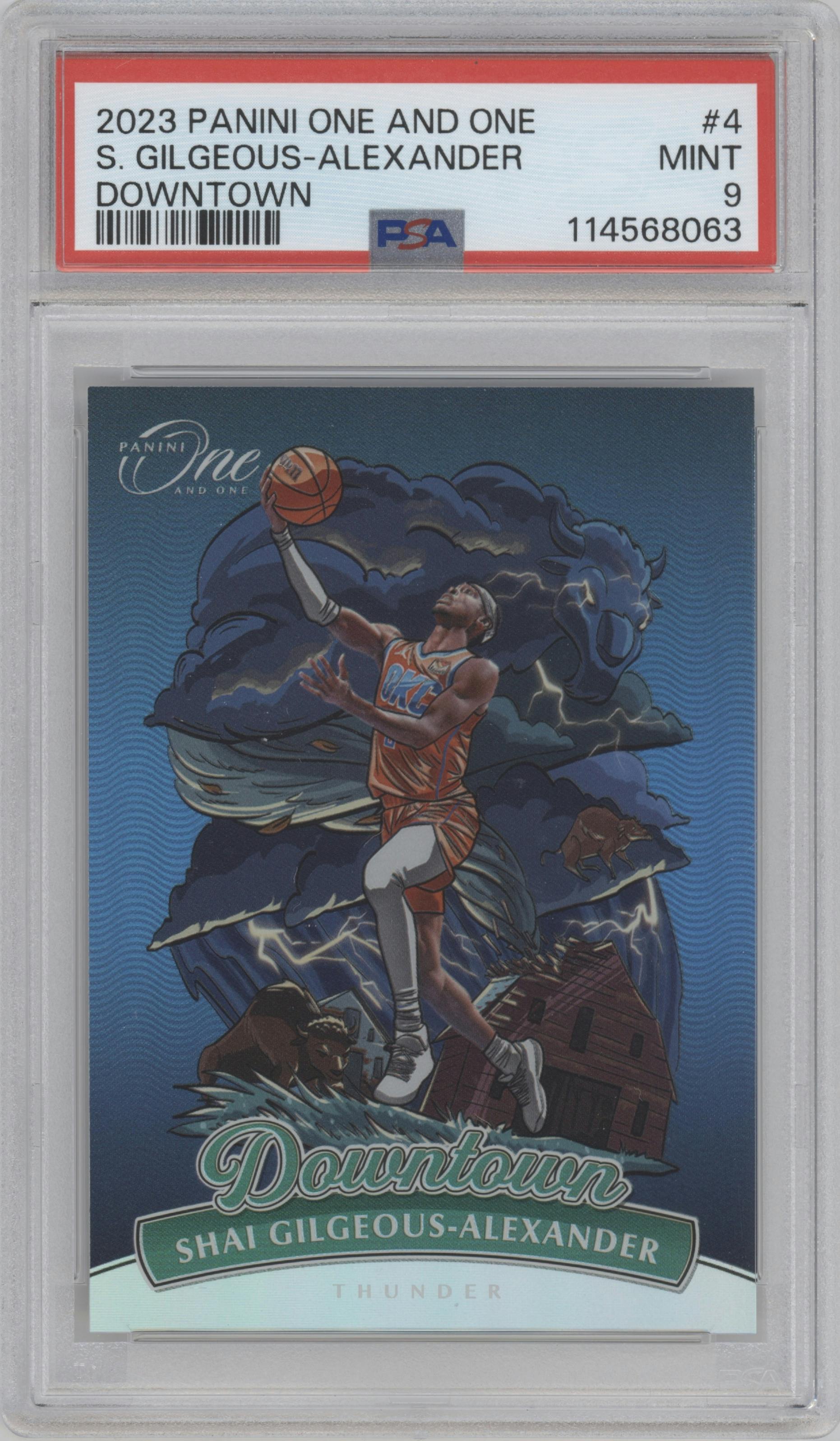 Shai Gilgeous-Alexander from the 2023-24 Panini One and One set graded by PSA and given an overall grade of 9.