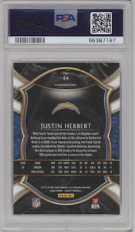 Justin Herbert from the 2020 Panini Select set graded by PSA and given an overall grade of 10.