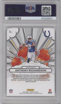 Anthony Richardson from the 2023 Panini Donruss set graded by PSA and given an overall grade of 10.