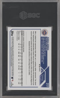 Kodai Senga from the 2023 Topps Chrome set featuring a Pink Refractor parallel graded by SGC and given an overall grade of 10.