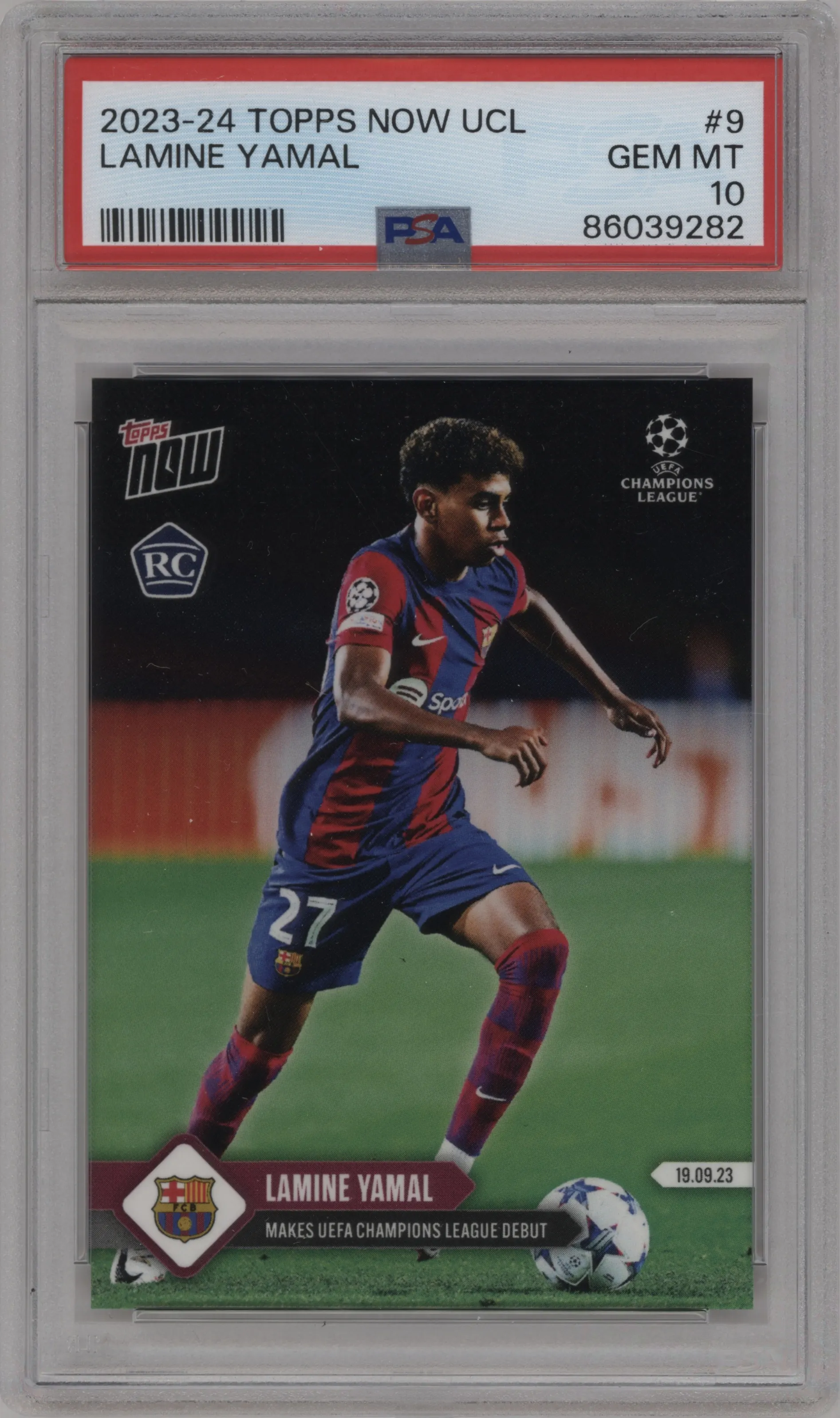 2023 Topps Now UEFA Champions League Lamine Yamal PSA 10