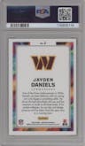 Jayden Daniels from the 2024 Panini Obsidian set graded by PSA and given an overall grade of 10.