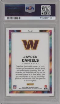 Jayden Daniels from the 2024 Panini Obsidian set graded by PSA and given an overall grade of 10.