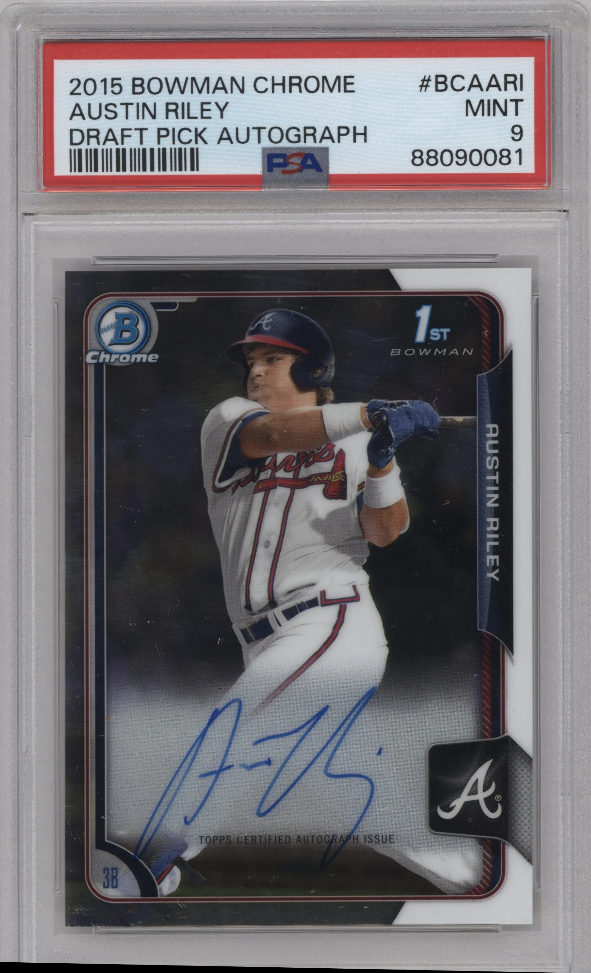2015 Bowman Draft Chrome DP Auto Austin Riley #BCA-ARI PSA 9